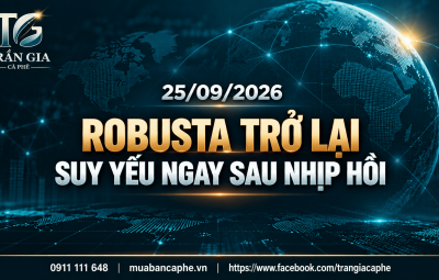 25/09/2026 - ROBUSTA SUY YẾU NGAY SAU NHỊP HỒI